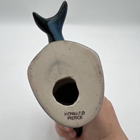 Howard Pierce Porcelain Dolphin Figurine Glossy Blue Glaze California Pottery - Picture 8 of 11